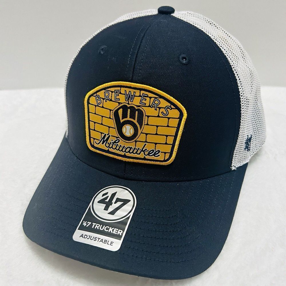'47 Brand Milwaukee Brewers Region Patch Trucker Adjustable Hat Snapback Blue